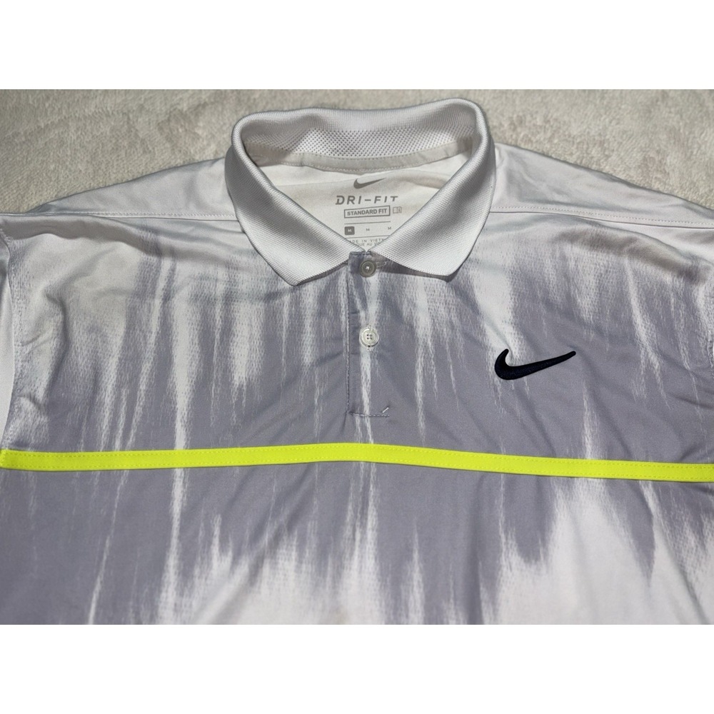 Nike Dri Fit Short Sleeve Neon Line Golf Polo Shirt Size M - Picture 3 of 9